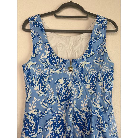 Lilly Pulitzer Mila Stretch Dress Sz 8 Blue Print Shift Mini Feminine Coquette - Picture 7 of 11